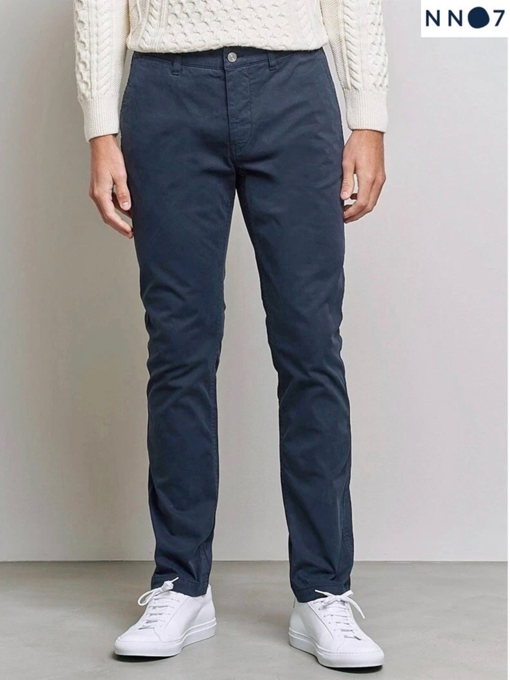 NN07 NO NATIONALITY MARCO 1400 WASHED NAVY TWILL CHINO PANTS. SIZE 30X34